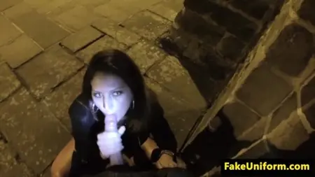 Policial fode uma prostituta em uma rua noturna